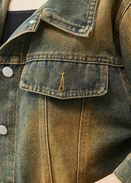 Blue Oversized Denim Short Coats Fall