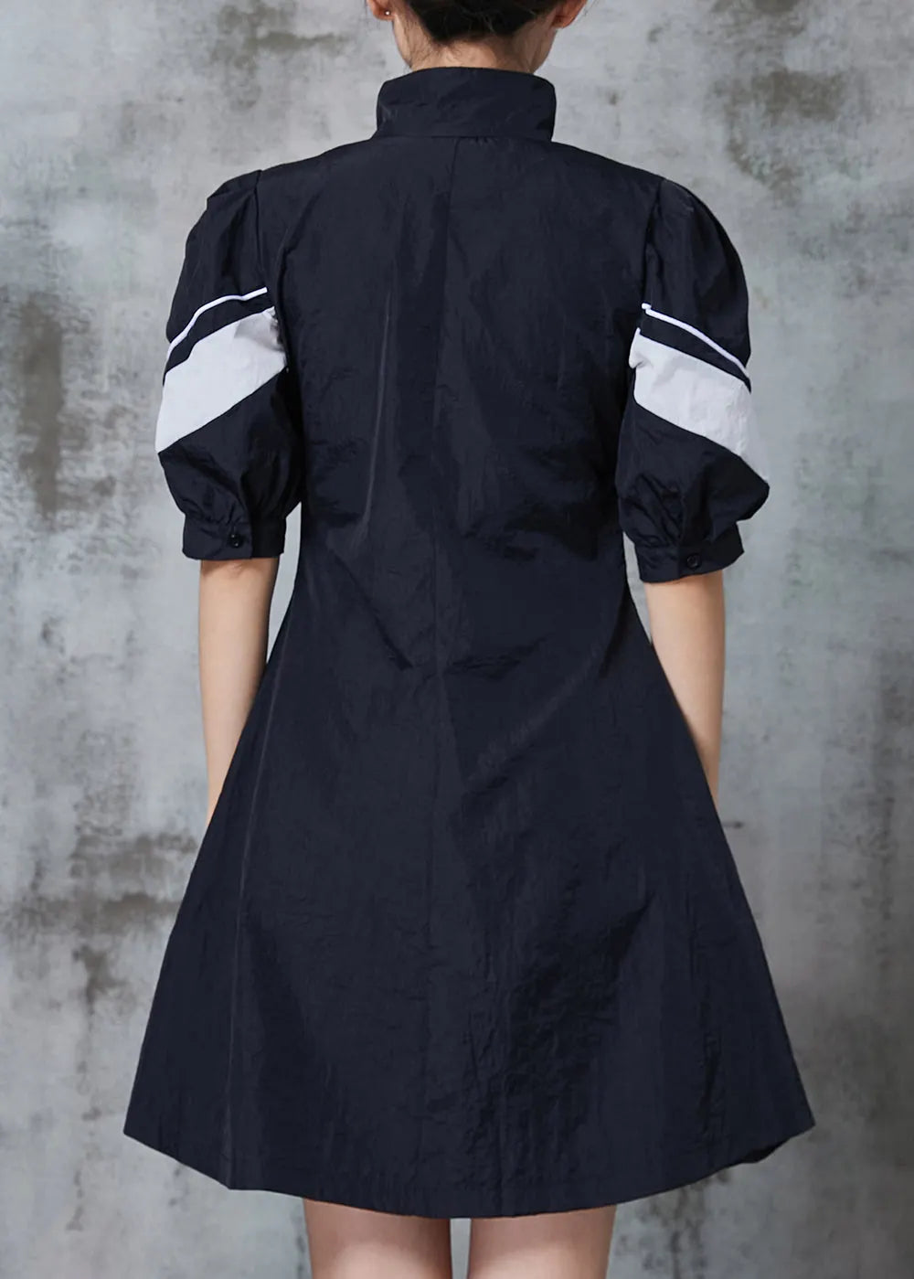 Black Zip Up Patchwork Spandex Sweatshirt Dresses Summer