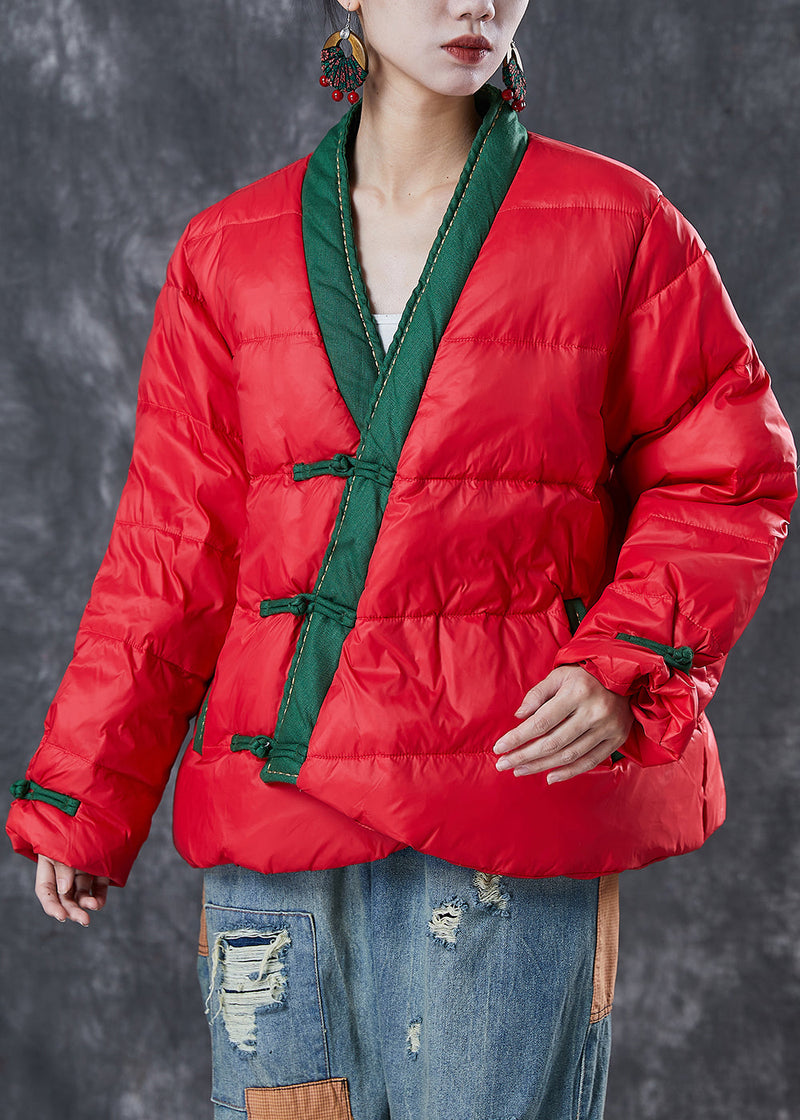 Chinese Style Red Patchwork Fine Cotton Filled Witner Coats