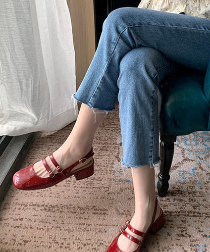 Mulberry Faux Leather Comfy Buckle Strap Chunky Sandals