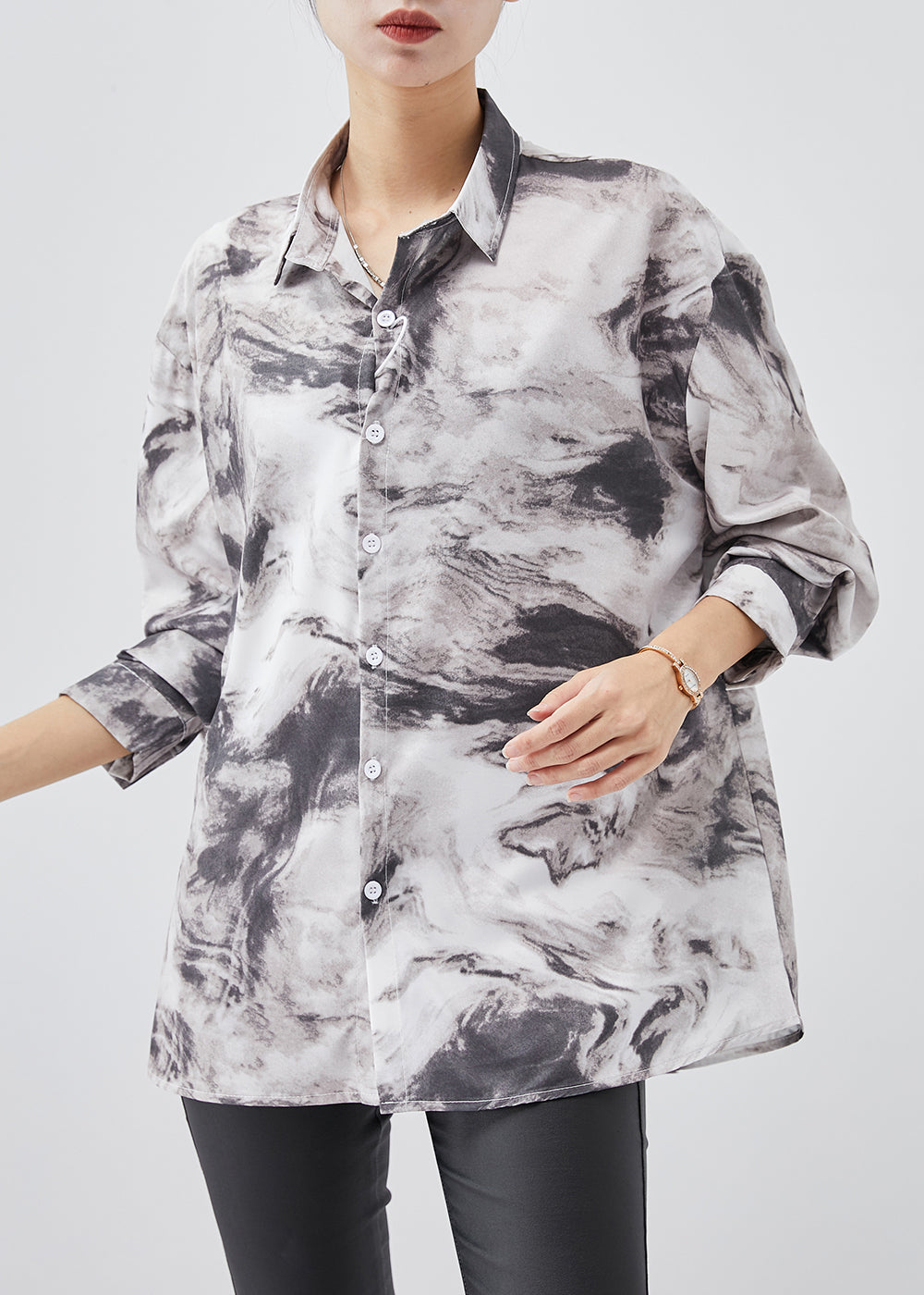 White Oversized Tie Dye Cotton Top Spring