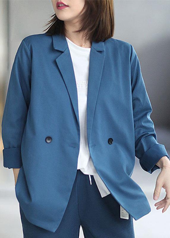 Loose Blue Peterpan Collar Button Fall Coats Long Sleeve