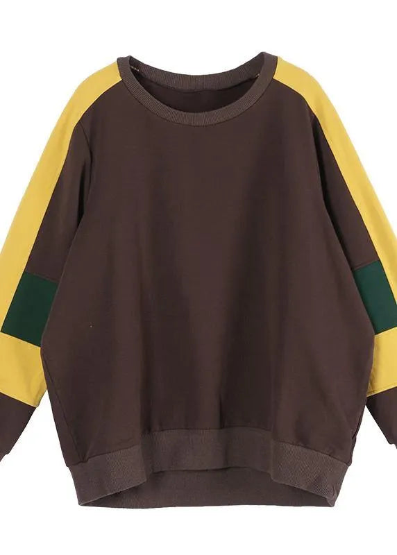 Chocolate O-neck Sweatshirts Tracksuits