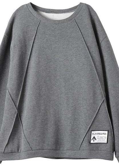 Unique O Neck Patchwork Spring Clothes for Fabrics Gray Blouse