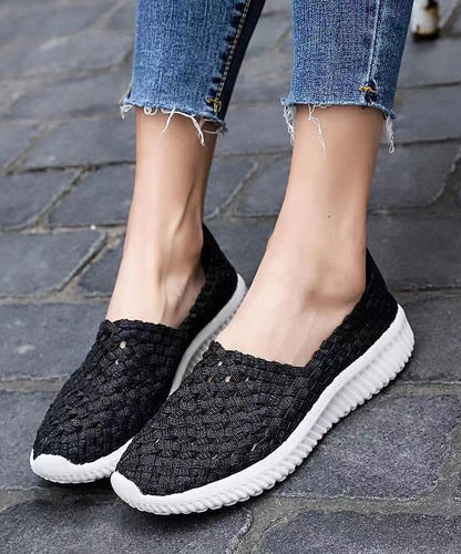 Pink Flat Shoes Knit Fabric Handmade Splicing Soofairy Shoes-20251