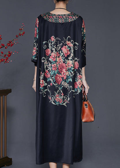 Black Oversized Silk Dresses Summer