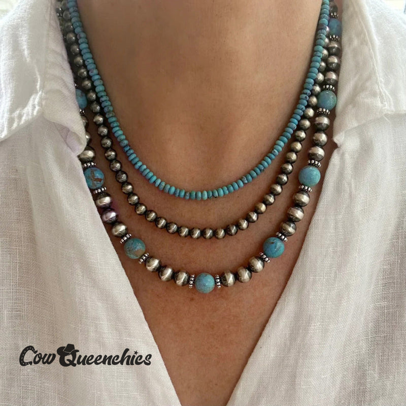 Navajo Turquoise Triple Necklace Set