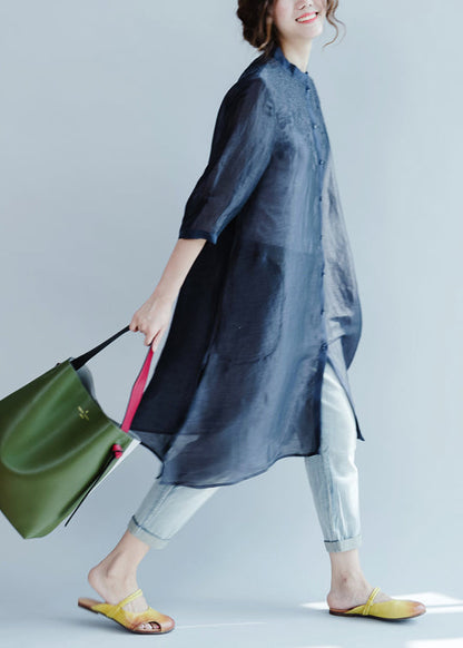 Style Light Blue Pockets Denim Straight Pants Spring