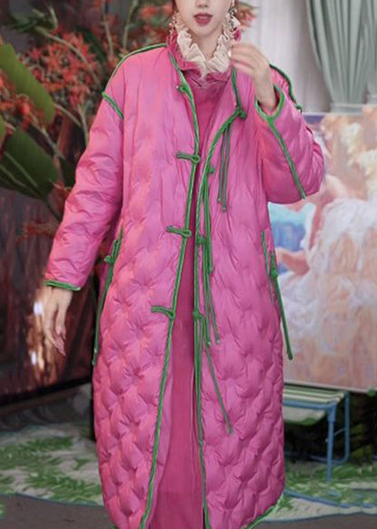 Rose Tasseled Chinese Button Fine Cotton Filled Coat Winter
