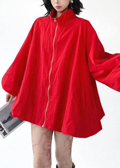 Black Zip Up Pockets Cotton Coats Fall