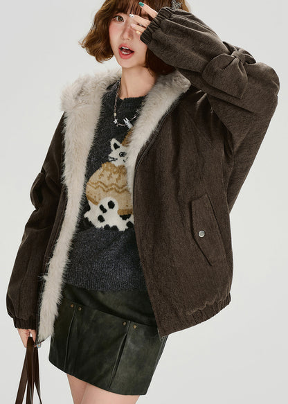 Zip Up Thick Warm Fleece Hoodie Coat Winter