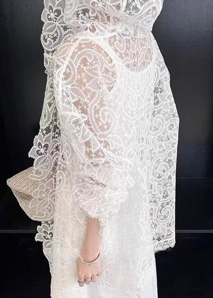 Organic White Hooded Upf 50+ Coat Jacket Flare Sleeveless