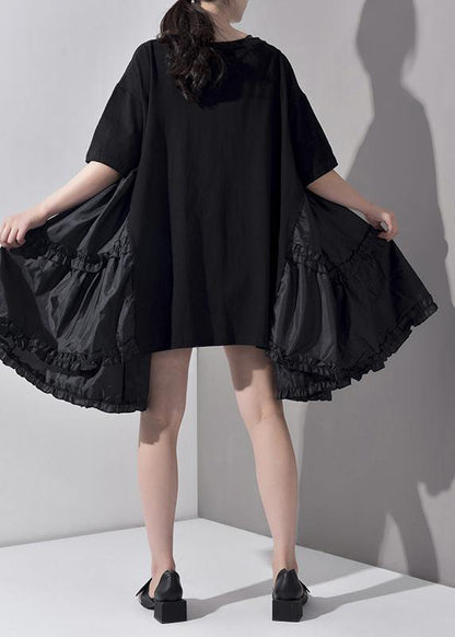 New Spring Summer Round Neck Half Sleeve Pleated Big Size Dress