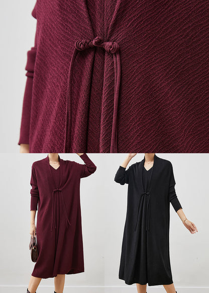 Mulberry Oversized Patchwork Knit Long Dresses Spring