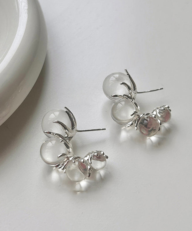 Modern Nude Copper Resin Asymmetrical C-shaped Hoop Earrings