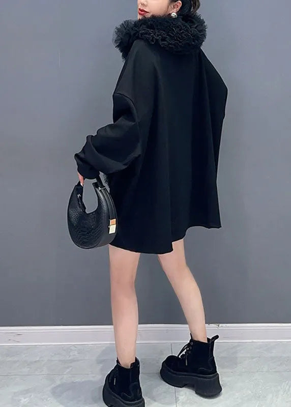 Rose O-neck Love Tulle Patchwork Pullover Fall
