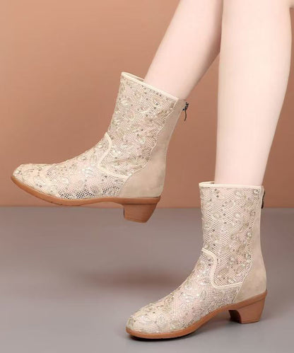 Stylish Splicing Chunky Boots Black Breathable Mesh