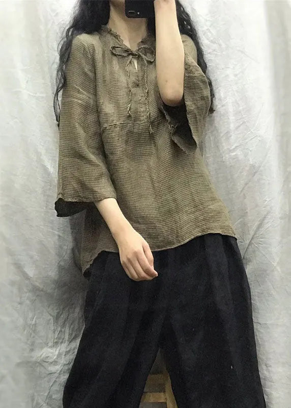 Black Plaid Patchwork Top Spring