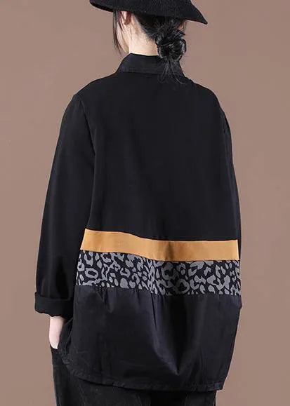 Black Patchwork Sweatshirts Tracksuits