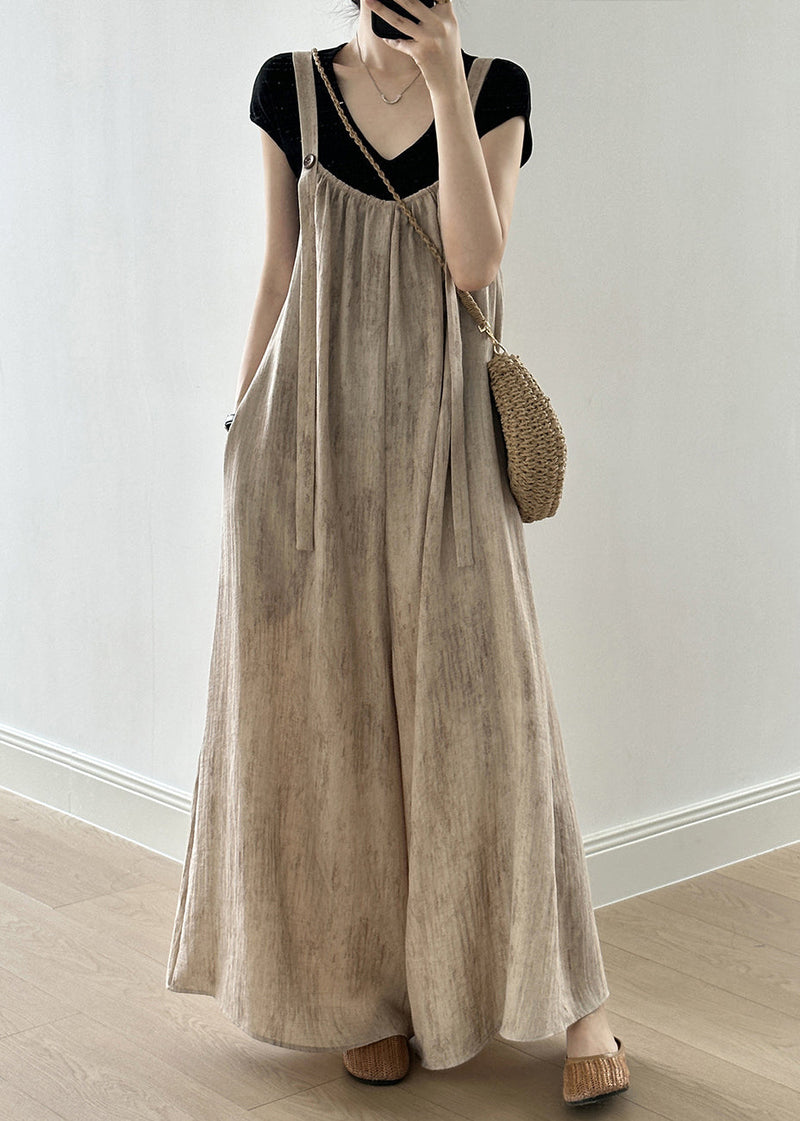 Linen Button Pockets Linen Jumpsuit Sleeveless Summer