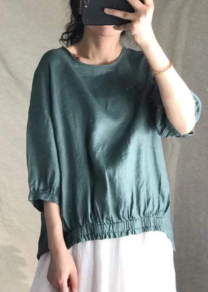 Purple Linen Shirt Tops Half Sleeve