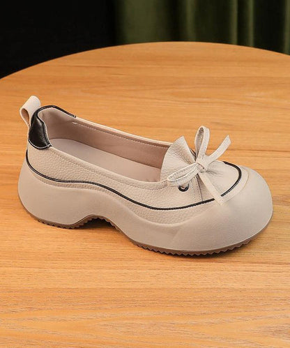 Beige Platform Faux Leather Splicing