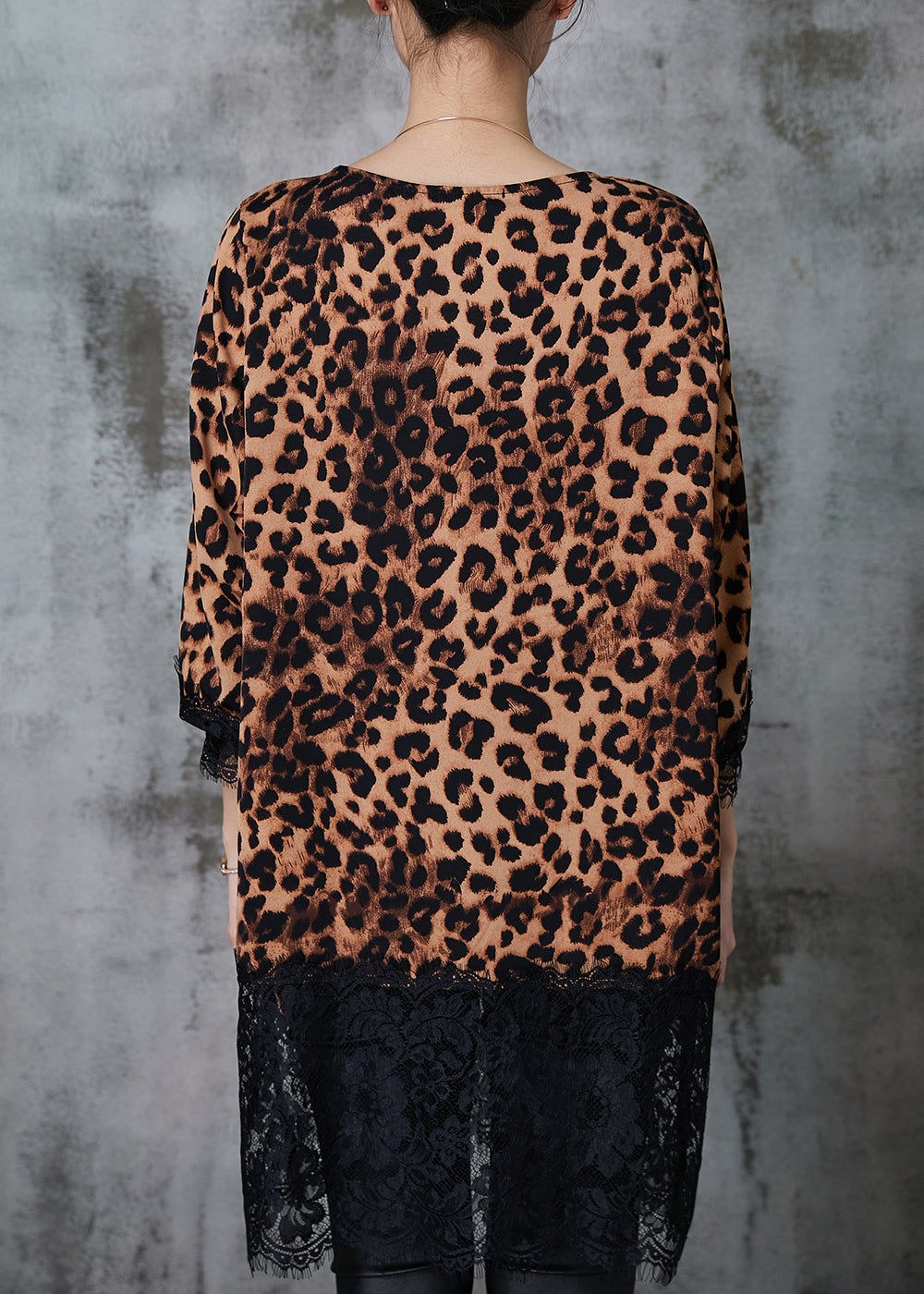 Leopard Patchwork Lace Chiffon Mini Dress Summer