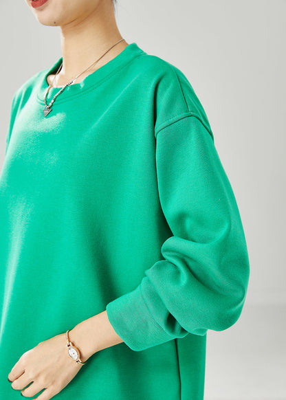 Green Oversized Warm Fleece Sweatshirts Top Spring