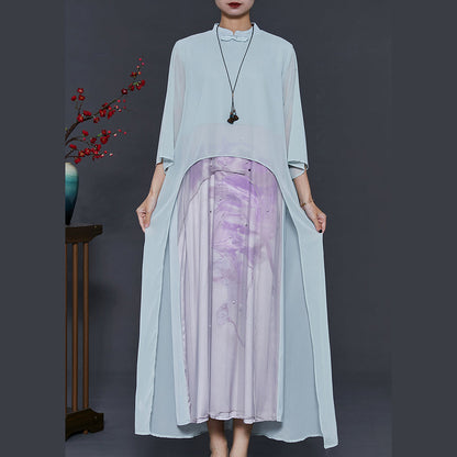 Green Asymmetrical Nail Bead Chiffon Oriental Dress Summer