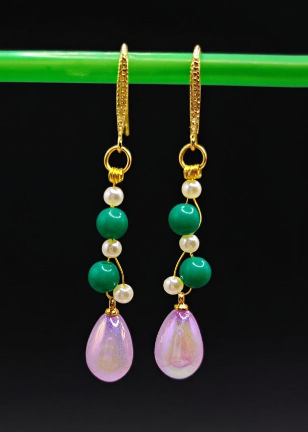 Pink Water Droplet Acrylic Drop Earrings