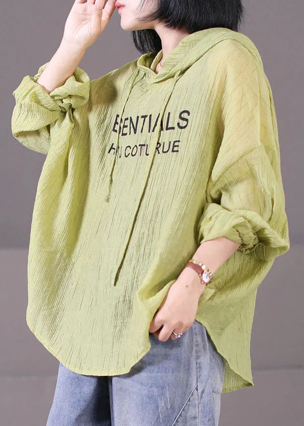 White Hooded Letter Print Cotton Upf 50+ Sweatshirt Top Long Sleeve