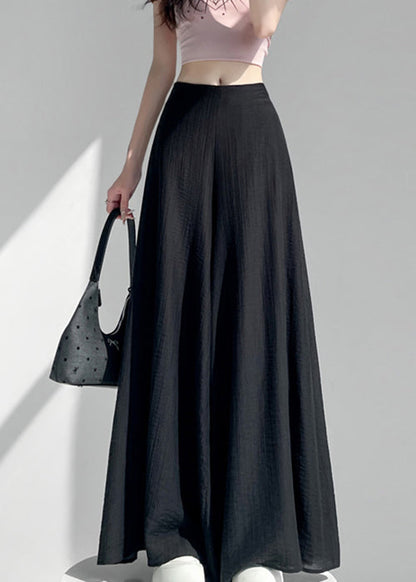 Black Thin Cotton Summer Wide Leg Pant High Waist