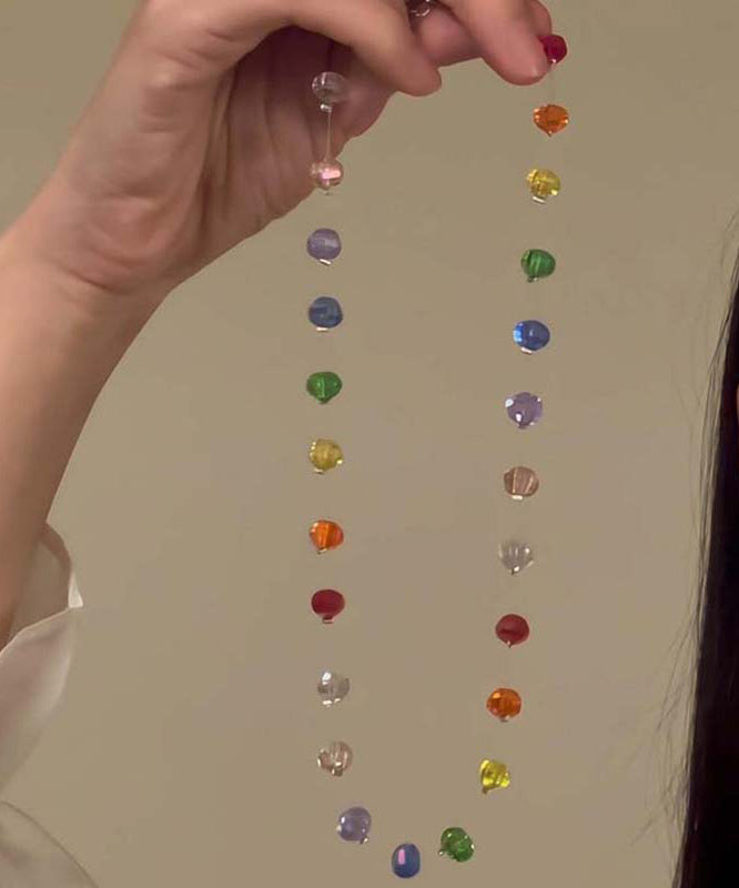 Rainbow Glass Beads Gratuated Bead Necklace