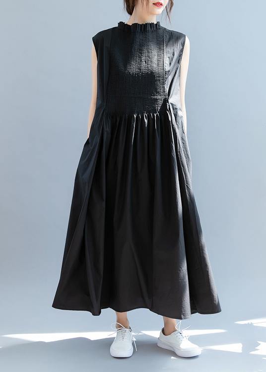 Cinched Cotton Summer Clothes Black Maxi Dress