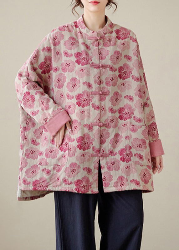 Organic Black Texture Oversized Print Fine Cotton Filled Coat Outwear Winter