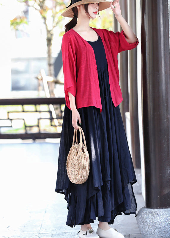 Black Asymmetrical Design Cotton Spaghetti Strap Dress Summer