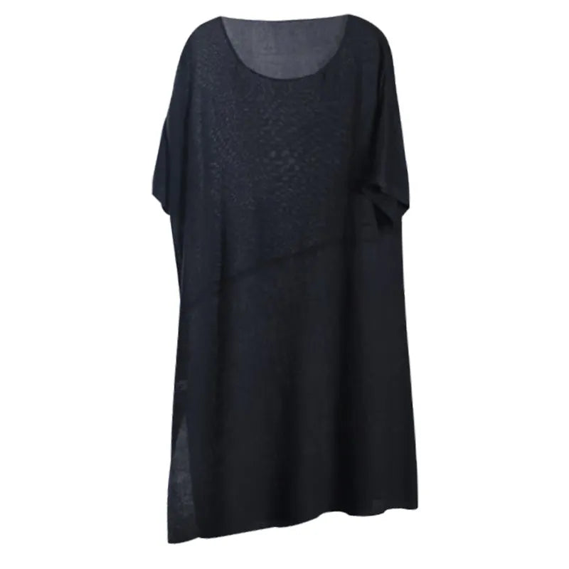 Black O-neck Patchwork Fall Half Sleeve Top