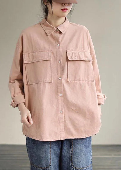Lapel Pockets Spring Top Silhouette Wardrobes Pink Shirts