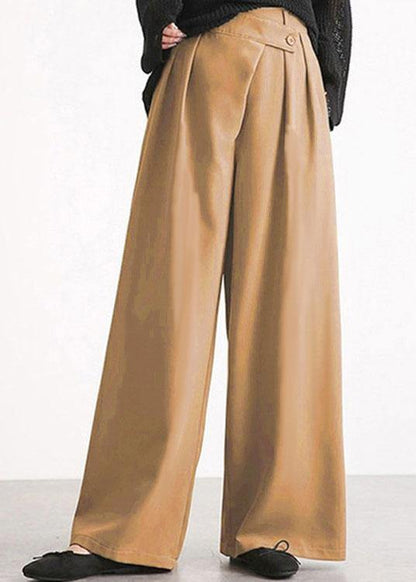 Work Cross Button Design Wide Leg Pants Spring