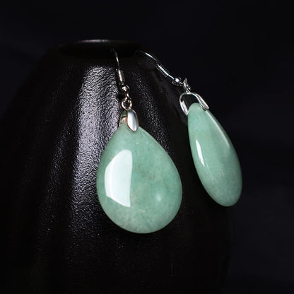 Green Aventurine Healing Drop Earrings With Pink Crystal & Tiger Eye