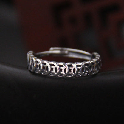 Buddha Stones Copper Coin Design Luck Adjustable Ring
