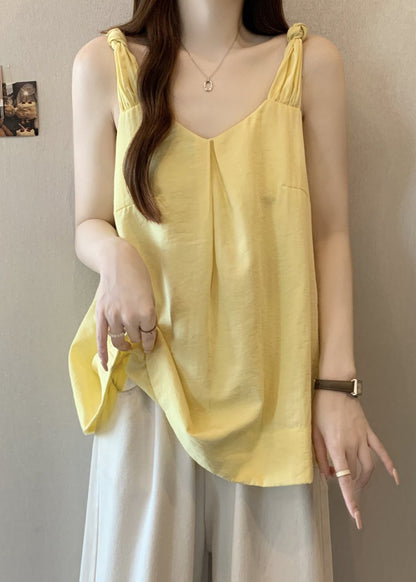 Yellow V Neck Cotton Tank Sleeveless