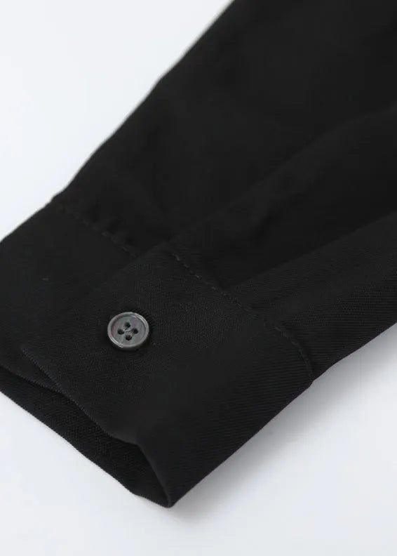 Diy Black Peter Pan Collar Button Top Long Sleeve