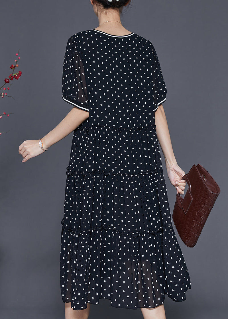 Black Ruffled Exra Large Hem Chiffon Dresses Summer