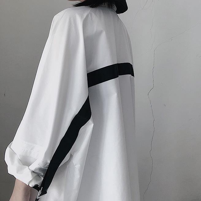 Lapel Side Open Spring Dresses Shape White a Line Dresses