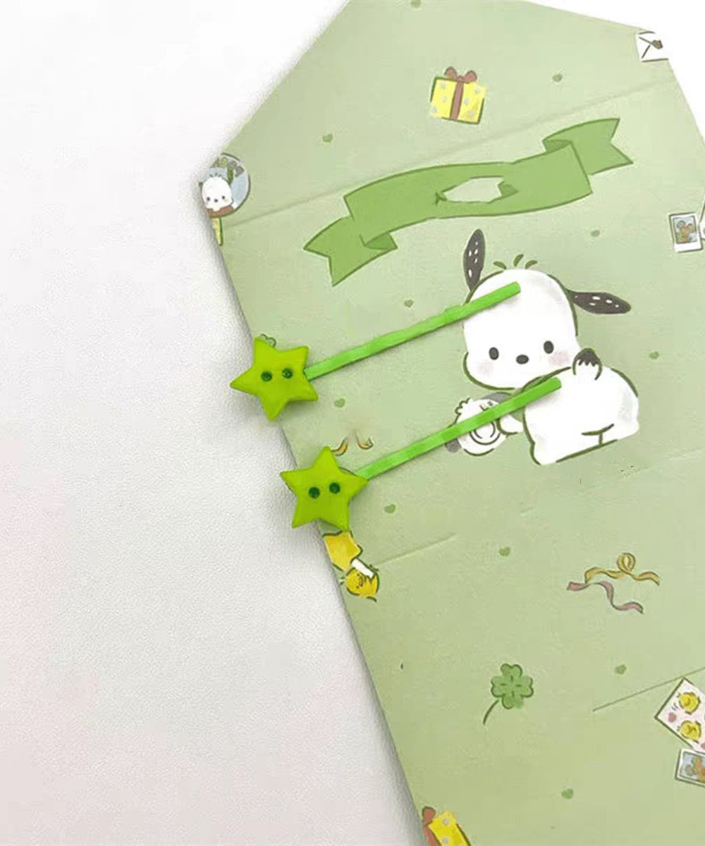 Green Acrylic Star a Pair Hairpin