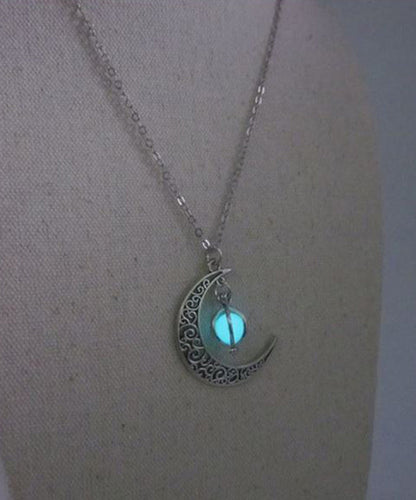 Unique Stainless Steel Moon Chain Luminous Lariat Necklace
