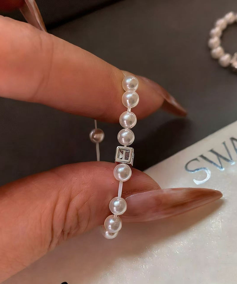 Classy White Pearl Fine Zircon Elastic Ring