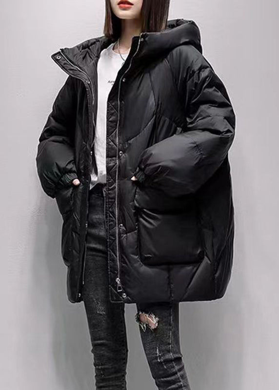Novelty Purple Zippered Button Hooded Duck Down Down Coats Winter