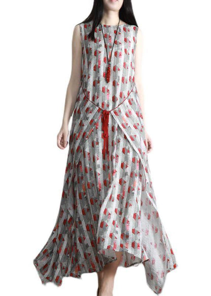 Fitted Print Patchwork Asymmetrical Design Summer Dress